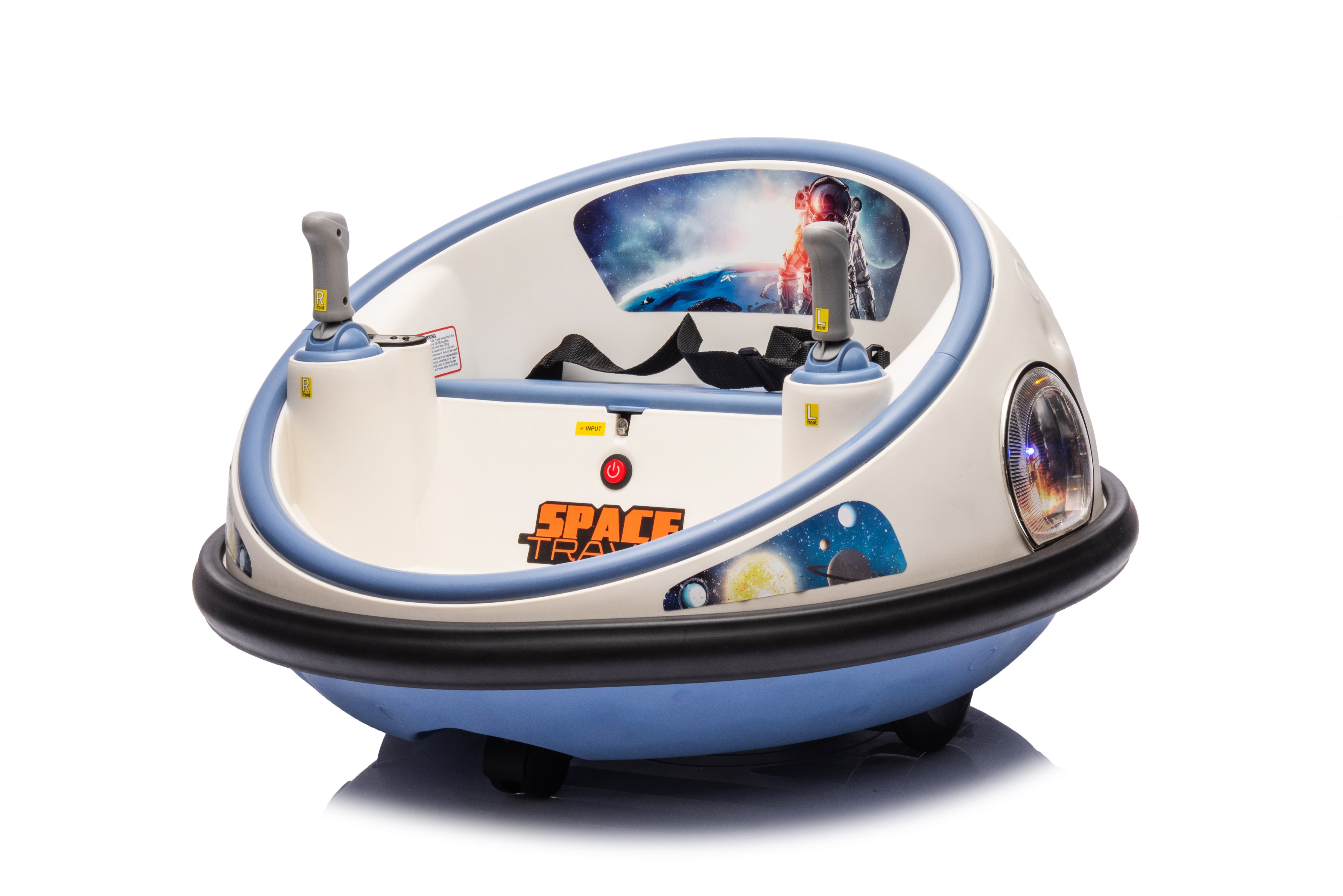 12V White Kids Bumper Car – Ride-On Electric Toy with Spin