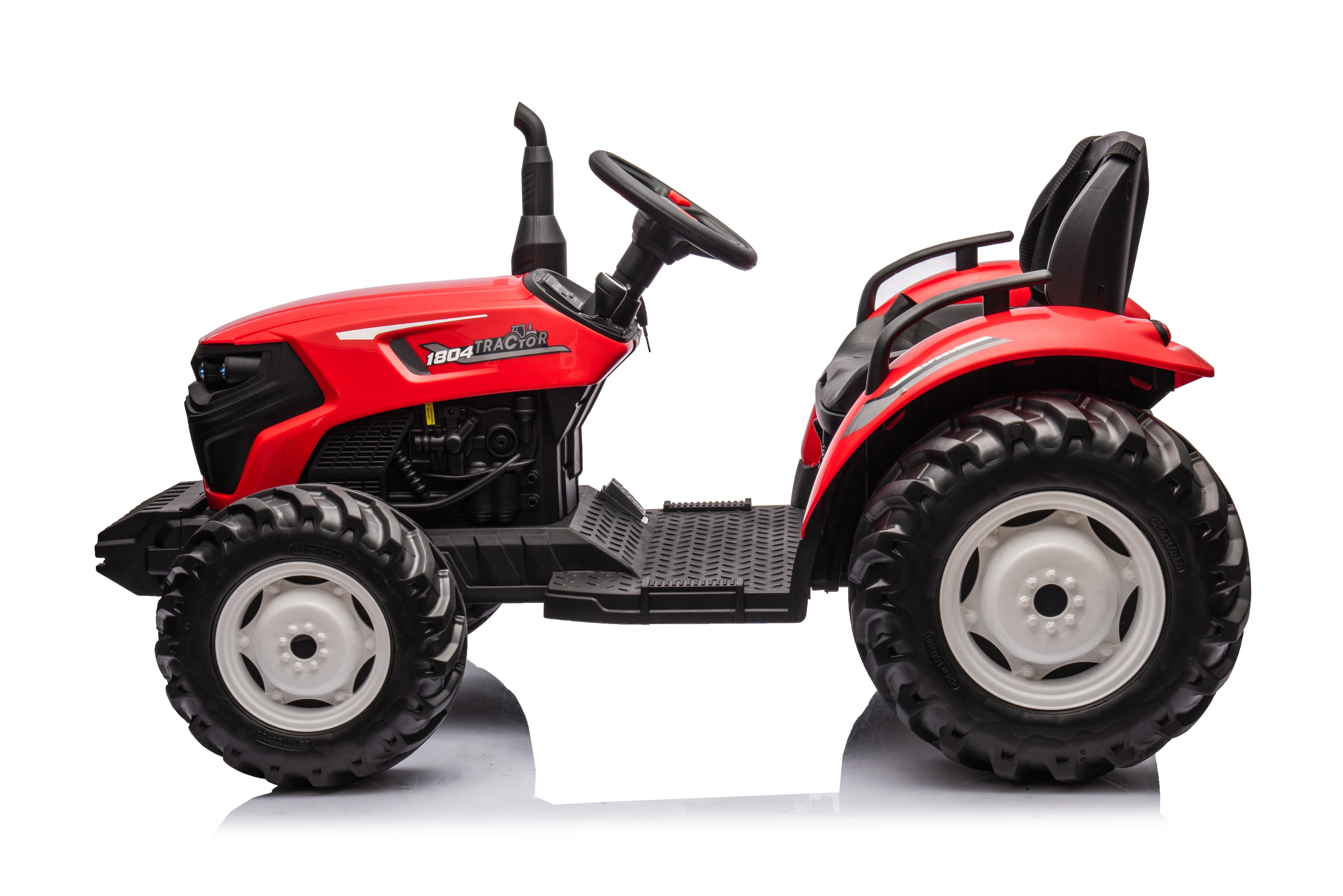 24V Kids Electric Ride-On Tractor with Detachable Trailer – Red Farm Toy
