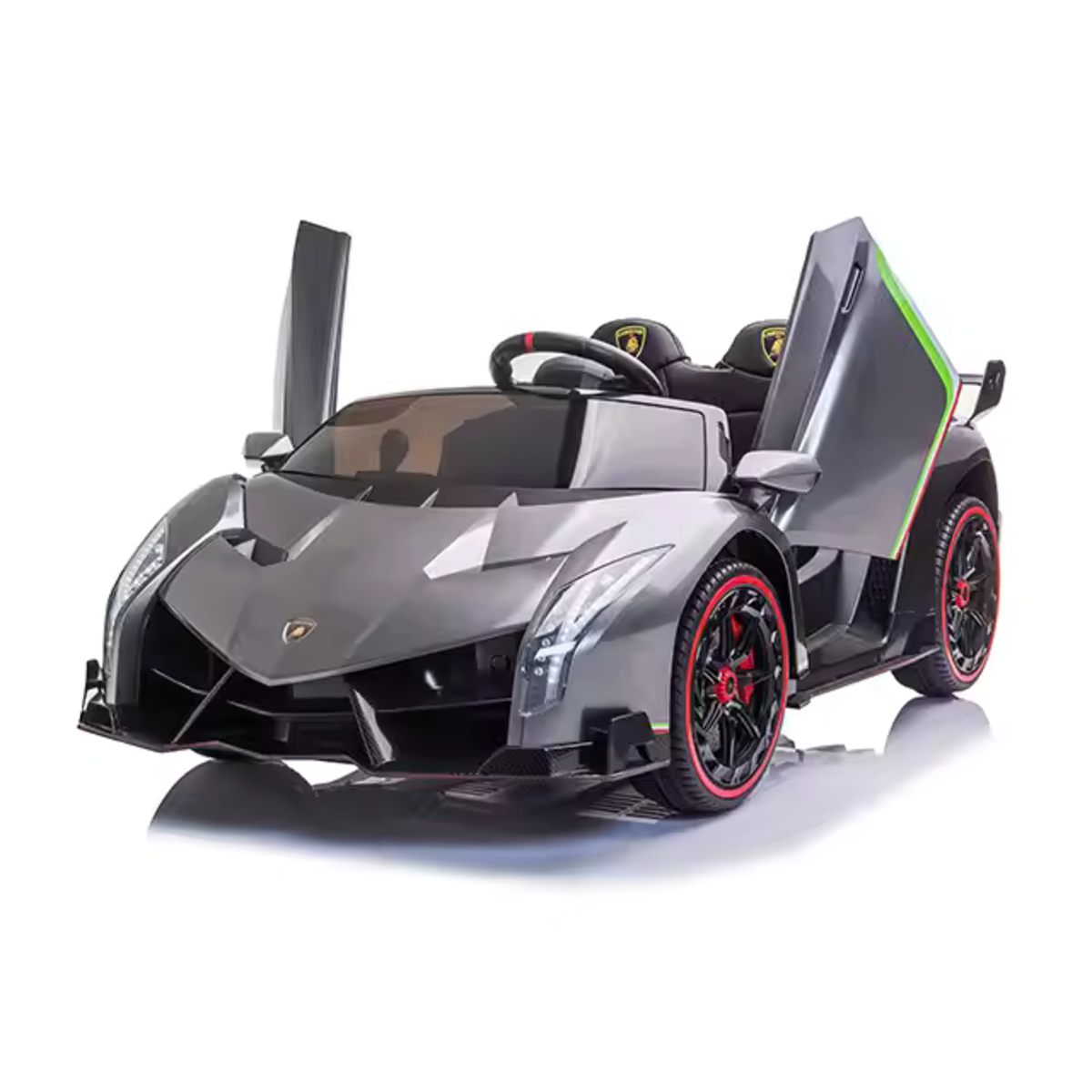 Licensed Lamborghini Veneno 12V Kids Ride-On Car with Remote – Silver-Painted