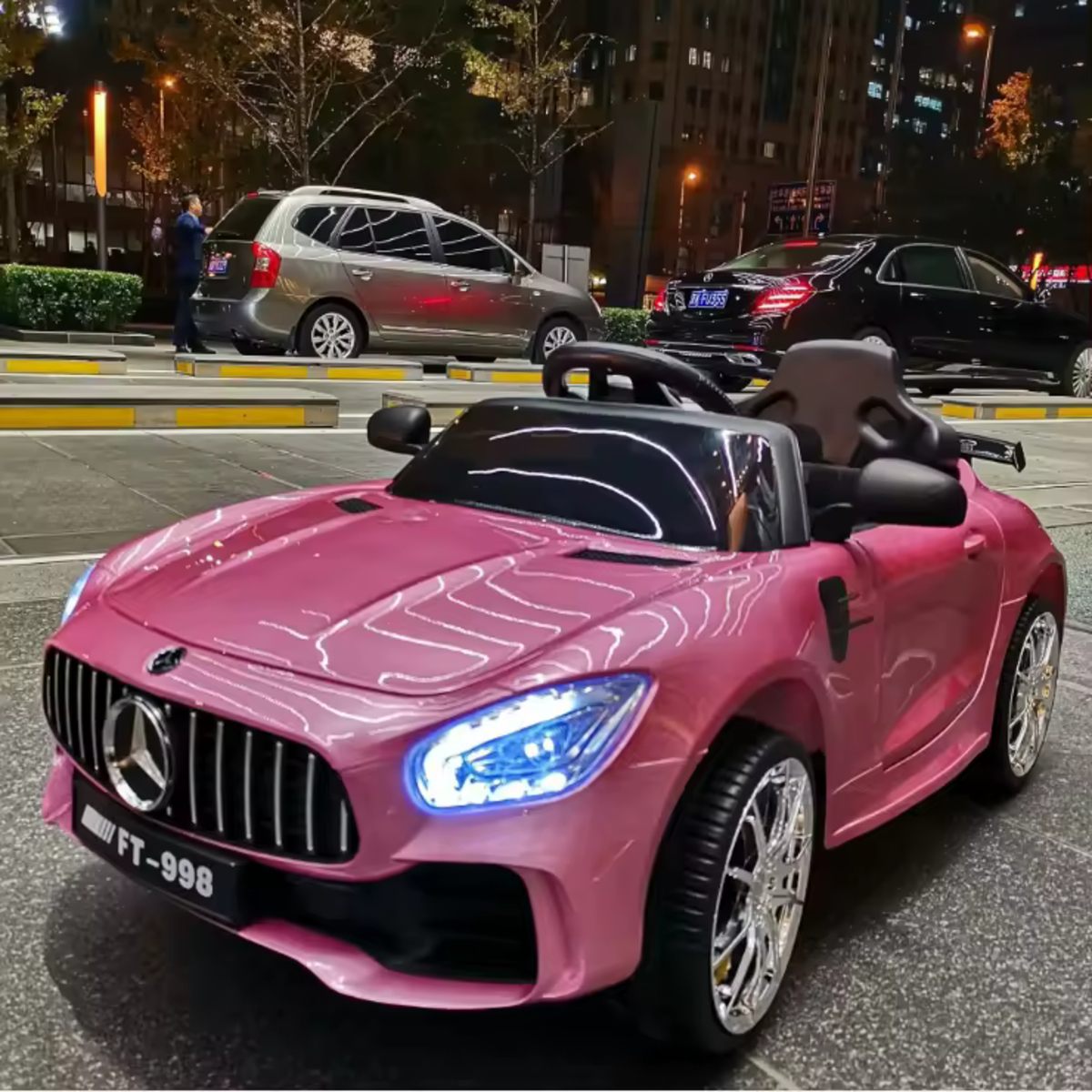 12V Pink Mercedes-Benz AMG GTR Kids Ride-On Car – Electric