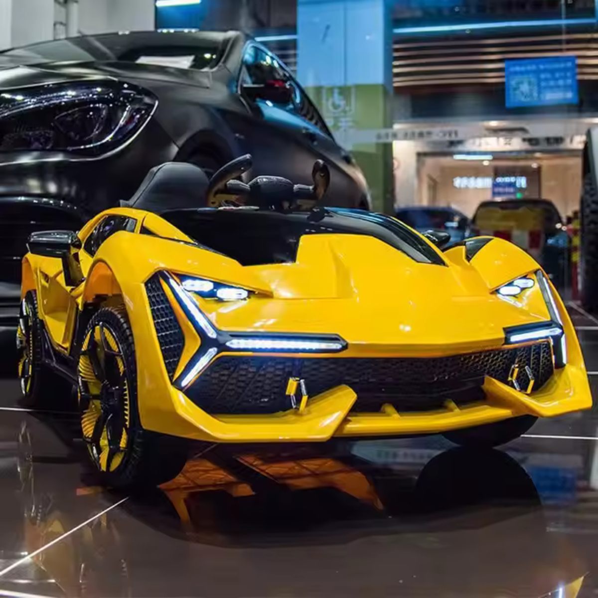 12V Lamborghini-Inspired Electric Car for Kids – Yellow Ride-On