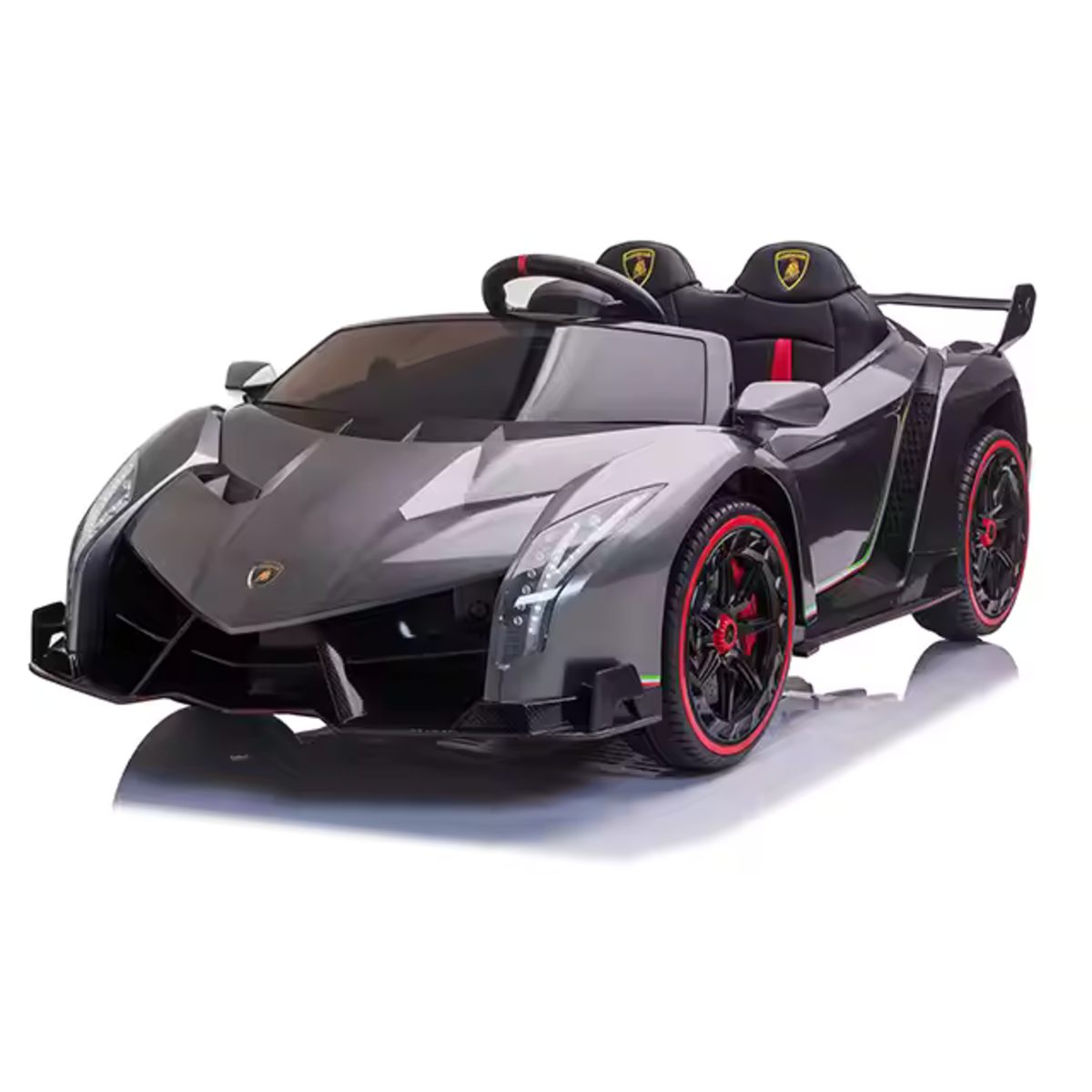 Licensed Lamborghini Veneno 12V Kids Ride-On Car with Remote – Silver-Painted