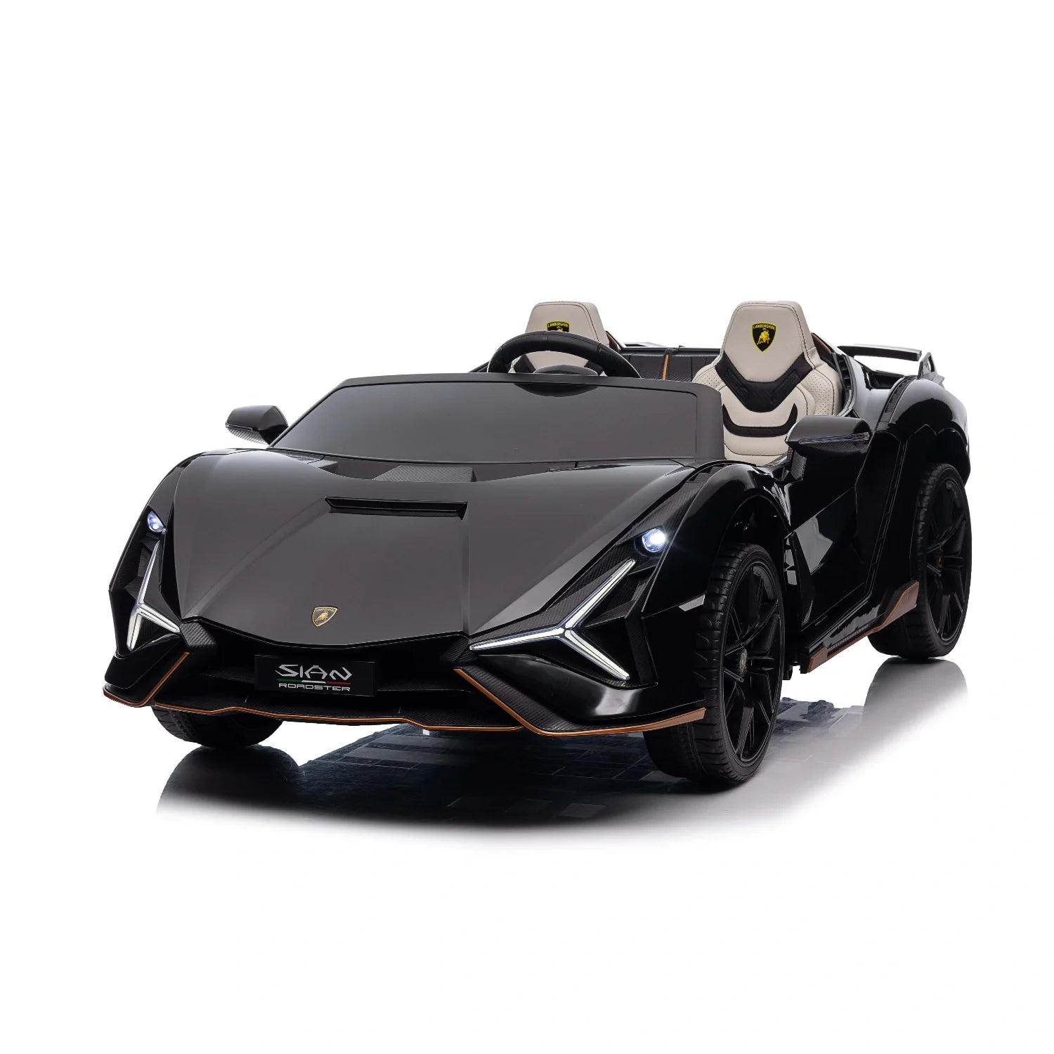 24V Lamborghini Sian Roadster – Black Dual-Motor Kids Supercar Ride-On Black