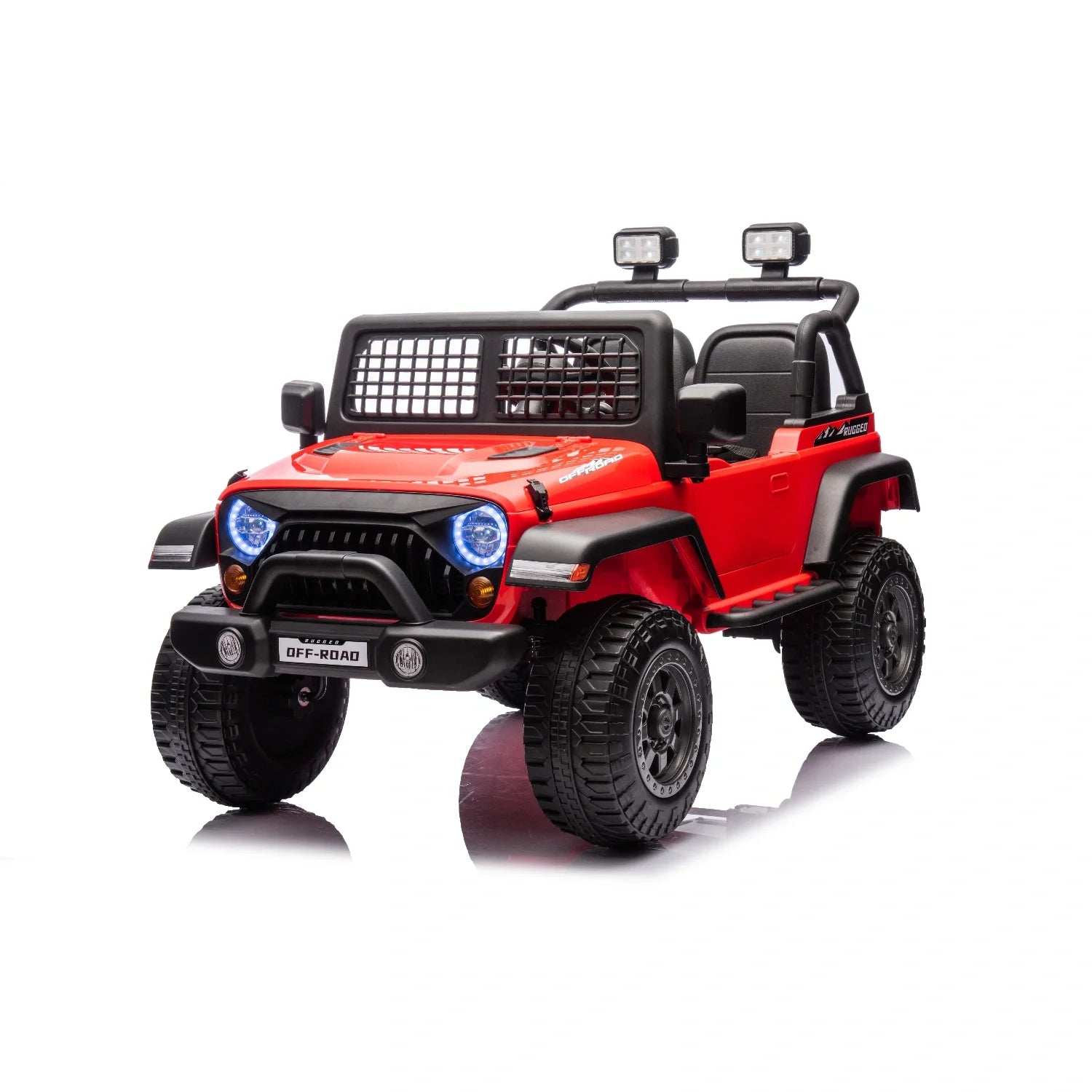 12V Kids Electric Jeep Ride-On Car – Red Single Seat Off-Road Toy with Remote