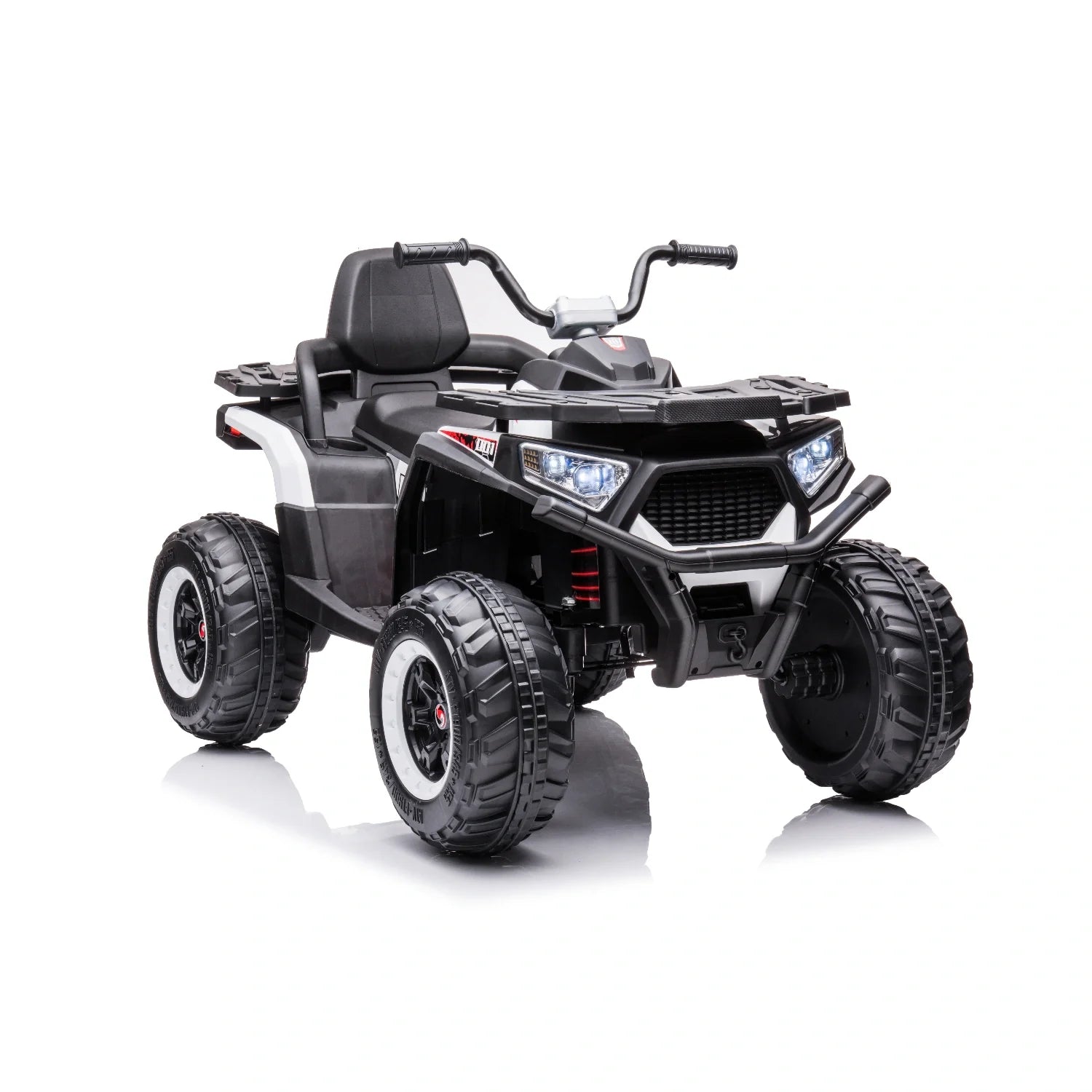 12V Kids Quad Bike – White Electric Ride-On ATV 4-Wheeler with LED Lights