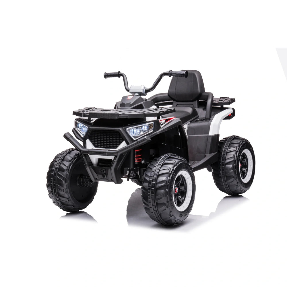 12V Kids Quad Bike – White Electric Ride-On ATV 4-Wheeler with LED Lights