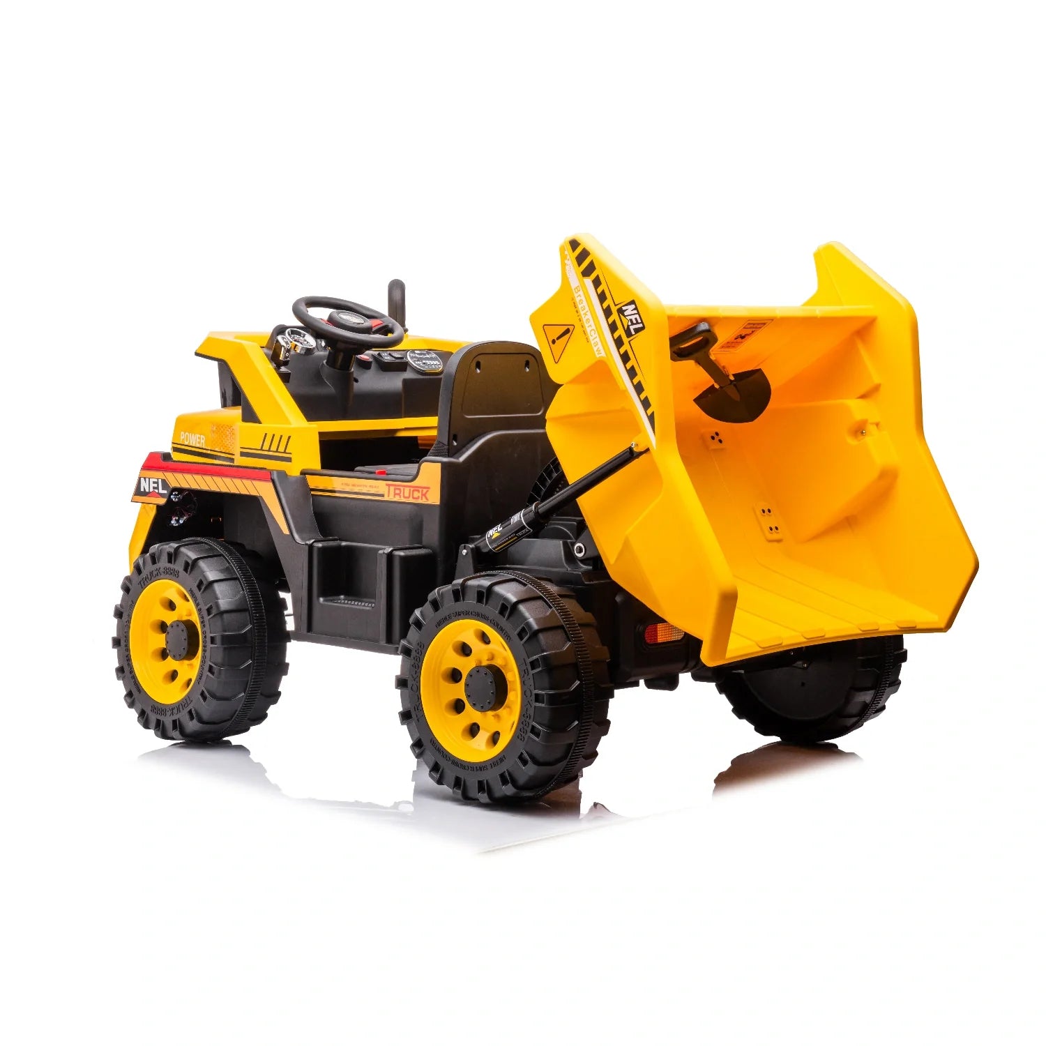 24V Kids Construction Tipper Truck – Yellow 2-Seater Ride-On Dump Truck