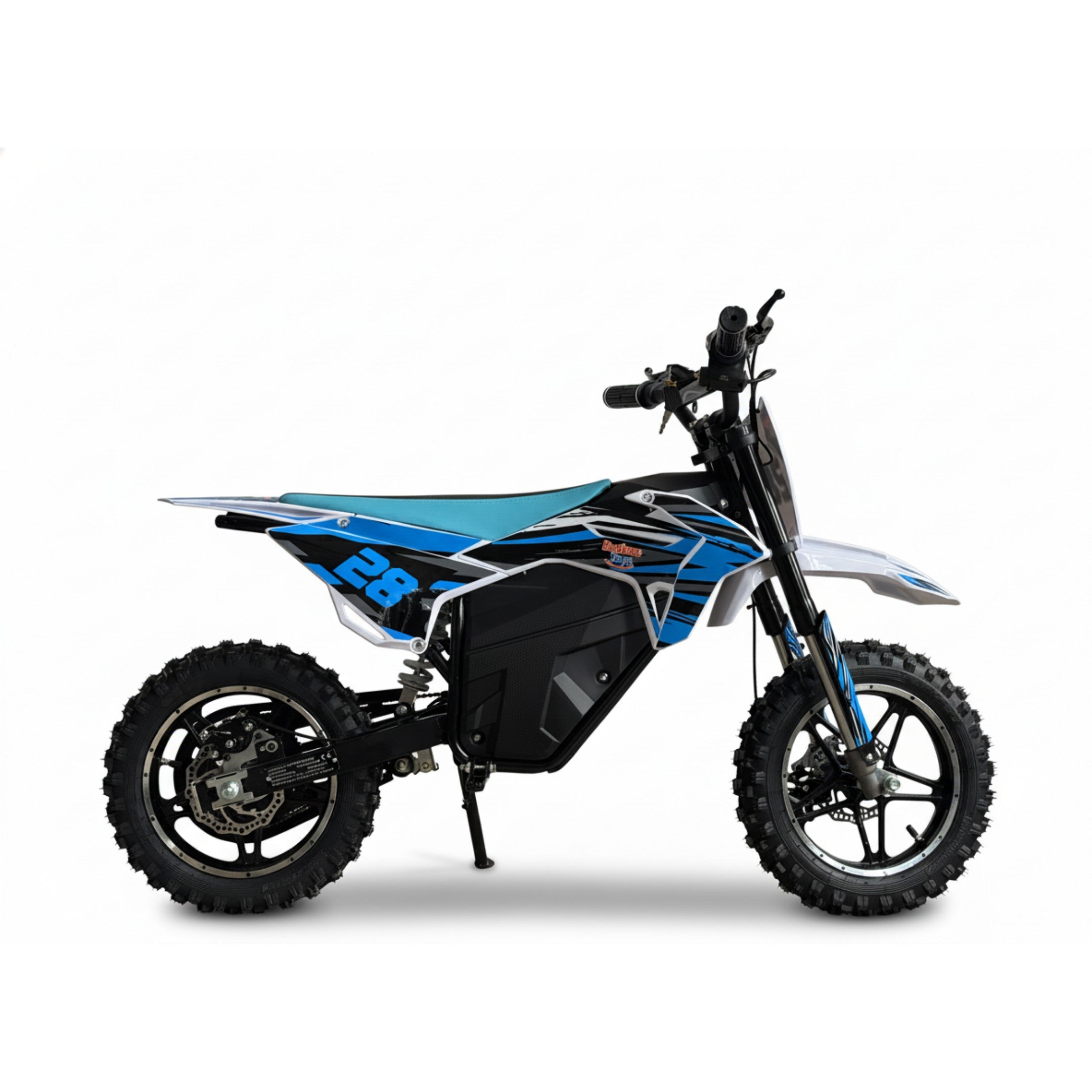 Blue and black electric bike on a white background
