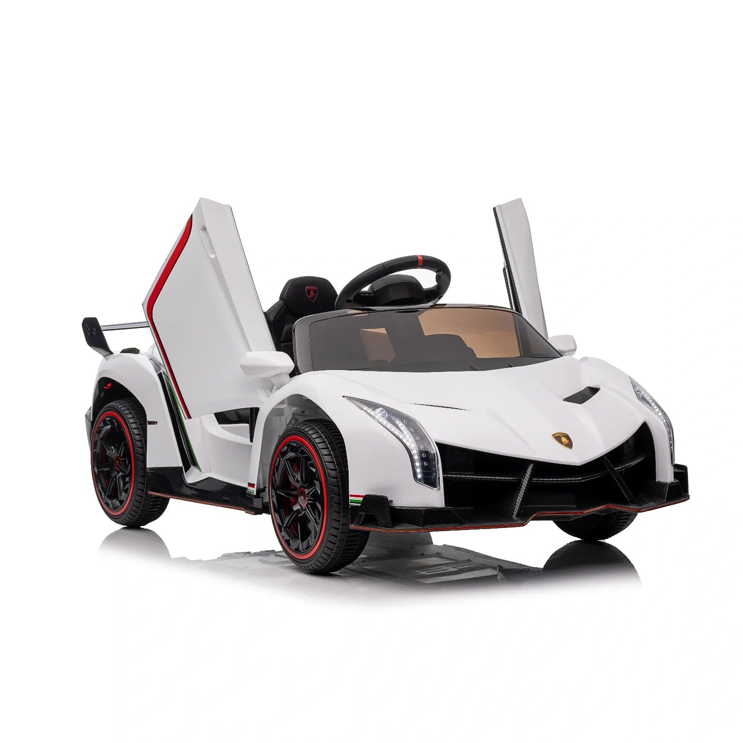 12V Licensed Lamborghini Veneno Kids Ride-On Car – White Electric Supercar