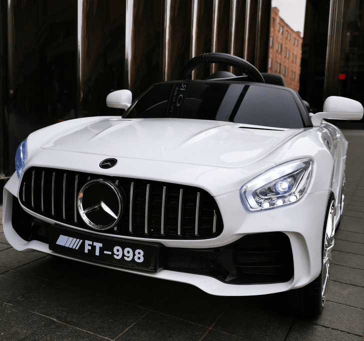 12V White Mercedes-Benz AMG GTR Kids Ride-On Car – Electric