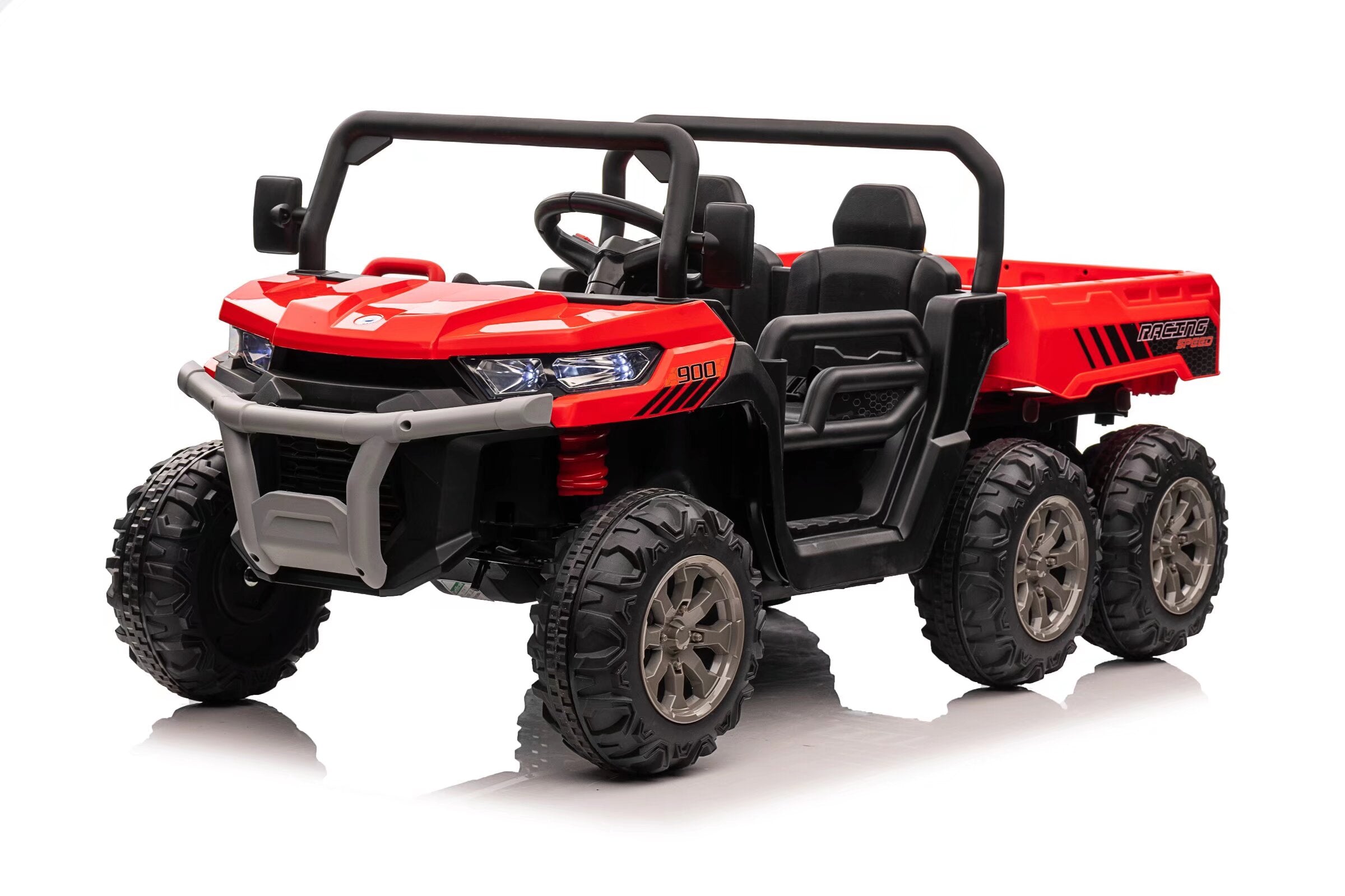 24V Kids Ride-On Dump Truck 6-Wheel Electric Tipper with Dual Seats – Green/Red