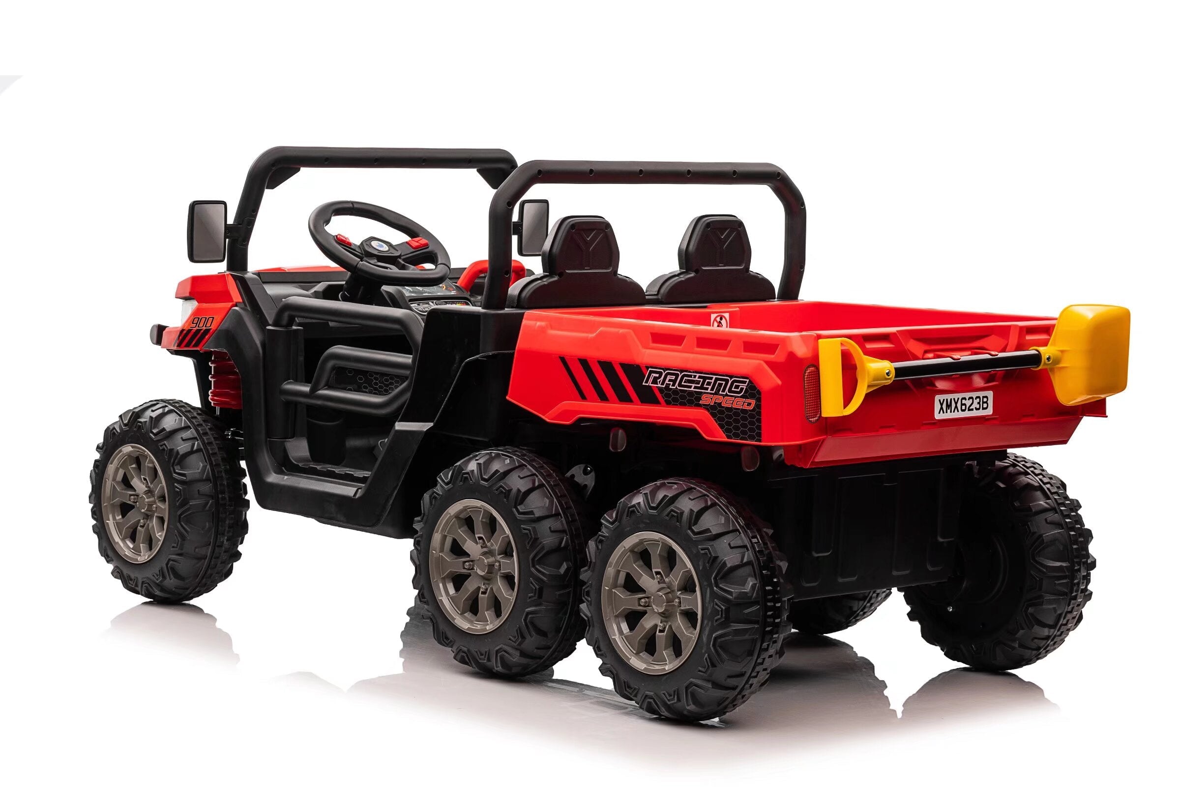 24V Kids Ride-On Dump Truck 6-Wheel Electric Tipper with Dual Seats – Green/Red