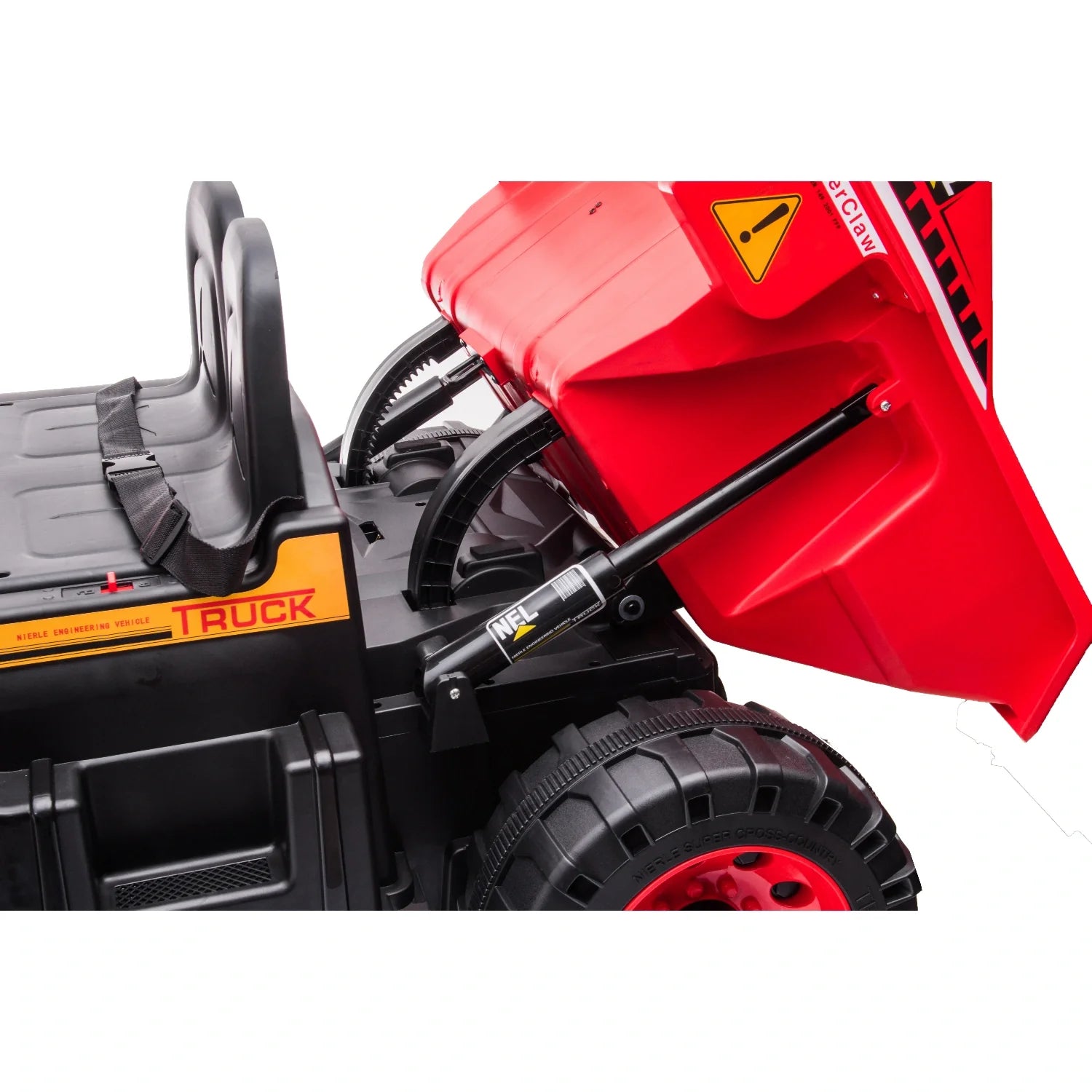 24V Kids Construction Tipper Truck – Red 2-Seater Ride-On Mining Dump Truck
