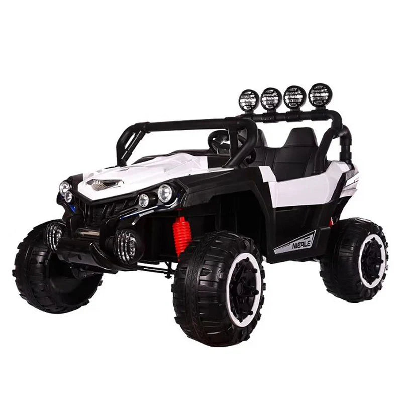 12V Kids Ride-On Buggy 4WD Off-Road Car with Leather Seat & Remote – White