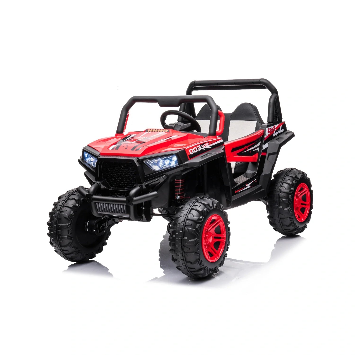12V Kids 4x4 Electric Ride-On Buggy – Red Jeep-Style Off-Road Single Seat Car