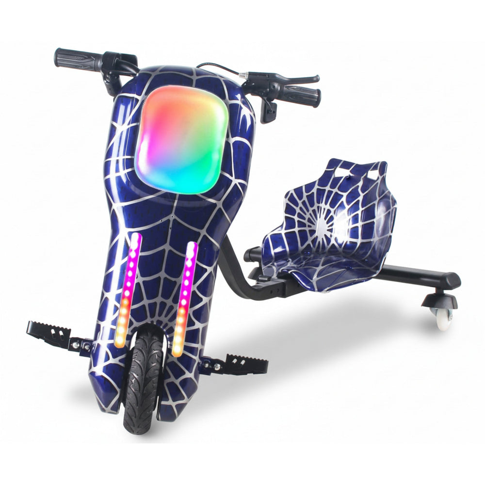 36V Kids Electric Drift Trike – Spider Blue Drifting Kart Ride-On