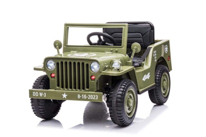 12V Military Jeep Electric Ride On Car For Kids - Green - Image 2