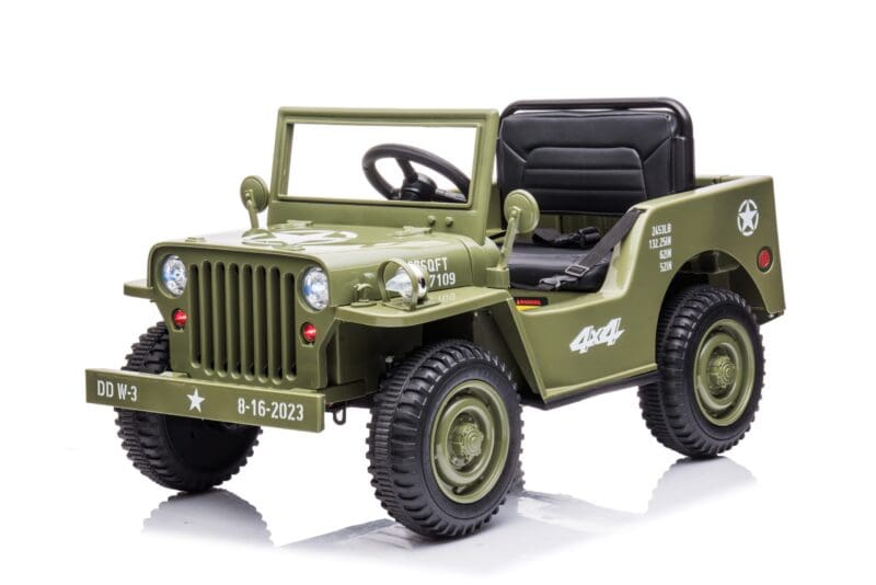 12V Military Jeep Electric Ride On Car For Kids - Green - Image 3