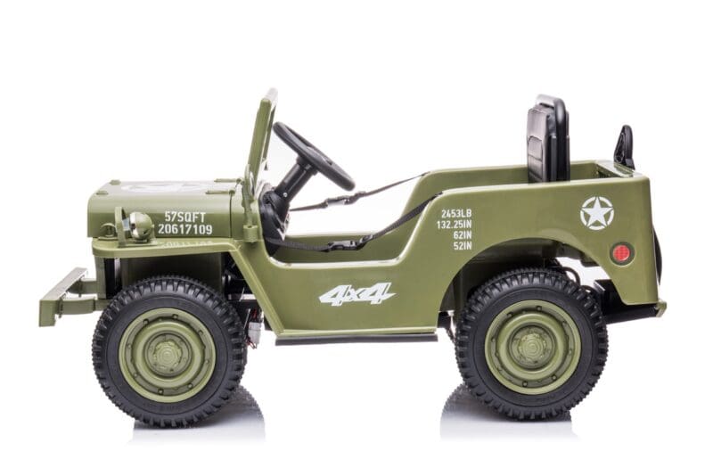 12V Military Jeep Electric Ride On Car For Kids - Green - Image 4