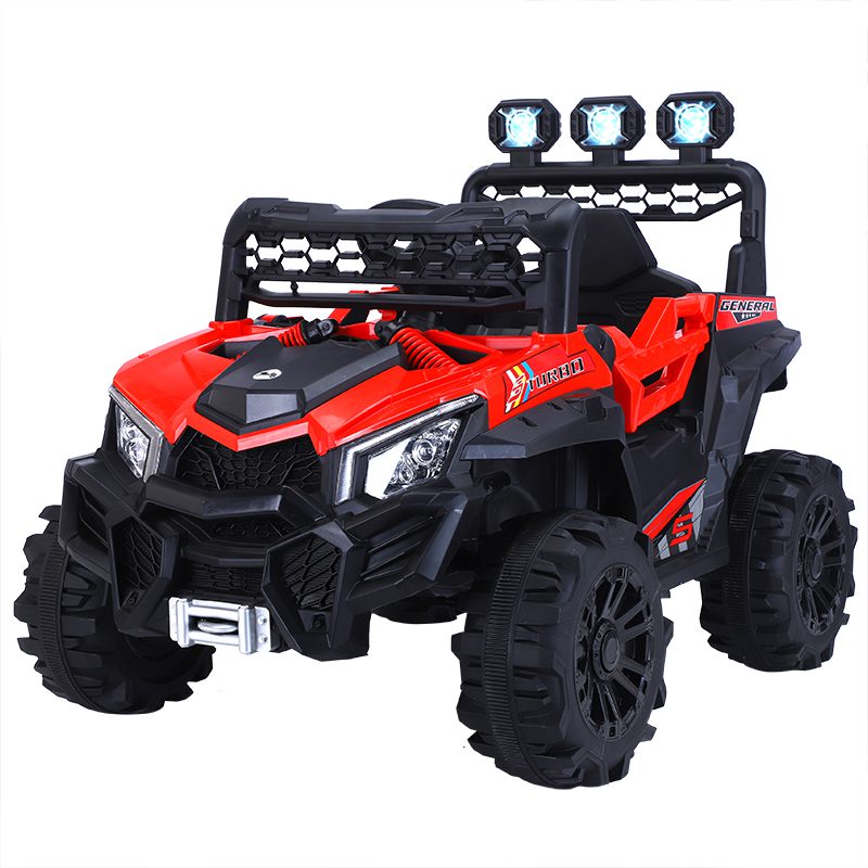 Kids' ride-on car on display.