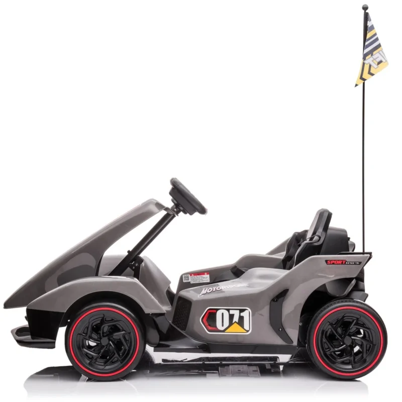 Grey 24V Electric Go-Kart Motorsport with Drift Function Ride on kids Car - Image 3