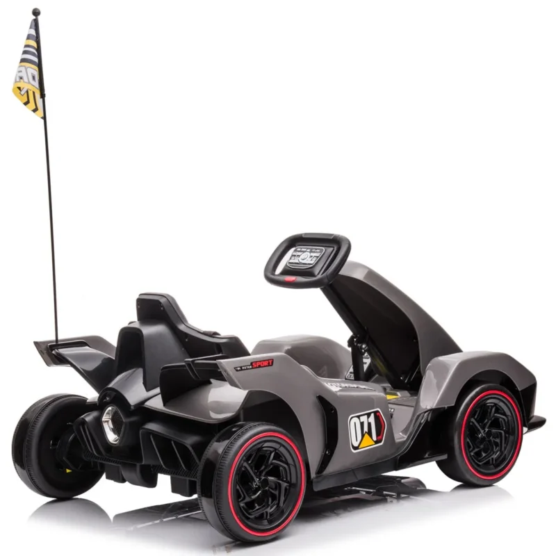 Grey 24V Electric Go-Kart Motorsport with Drift Function Ride on kids Car - Image 5