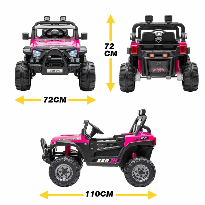 Pink-Electric Ride On Car Kids Vehicle Off Road Jeep Truck - Image 5