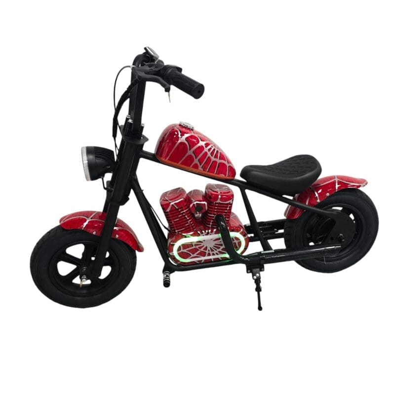 24V Harley Cruiser Bike - Electric Ride on Motorcycle for Kids - Spider Man Red - Image 2