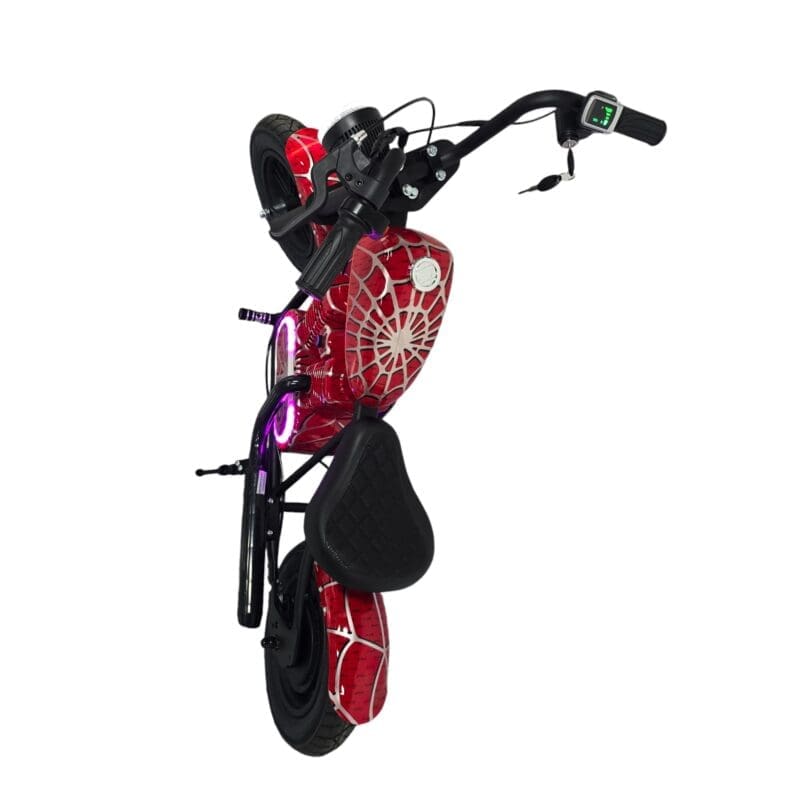 24V Harley Cruiser Bike - Electric Ride on Motorcycle for Kids - Spider Man Red - Image 4