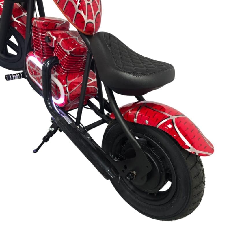 24V Harley Cruiser Bike - Electric Ride on Motorcycle for Kids - Spider Man Red - Image 6