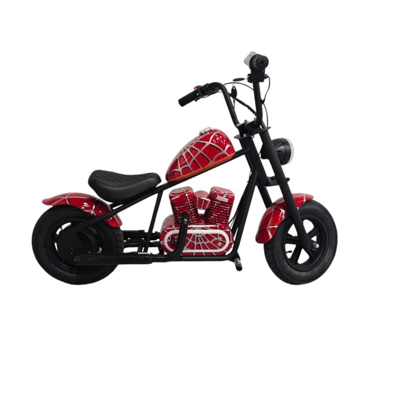 24V Harley Cruiser Bike - Electric Ride on Motorcycle for Kids - Spider Man Red - Image 5